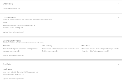 Hangout Chat Settings